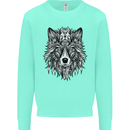 Mandala Tribal Wolf Tattoo Mens Sweatshirt Jumper Peppermint