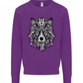 Mandala Tribal Wolf Tattoo Mens Sweatshirt Jumper Purple