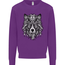 Mandala Tribal Wolf Tattoo Mens Sweatshirt Jumper Purple