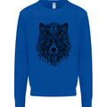 Mandala Tribal Wolf Tattoo Mens Sweatshirt Jumper Royal Blue