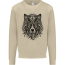 Mandala Tribal Wolf Tattoo Mens Sweatshirt Jumper Sand