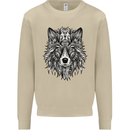 Mandala Tribal Wolf Tattoo Mens Sweatshirt Jumper Sand