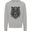 Mandala Tribal Wolf Tattoo Mens Sweatshirt Jumper Sports Grey