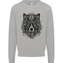 Mandala Tribal Wolf Tattoo Mens Sweatshirt Jumper Sports Grey