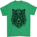 Mandala Tribal Wolf Tattoo Mens T-Shirt 100% Cotton Irish Green