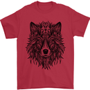 Mandala Tribal Wolf Tattoo Mens T-Shirt 100% Cotton Red