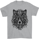 Mandala Tribal Wolf Tattoo Mens T-Shirt 100% Cotton Sports Grey