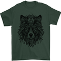 Mandala Tribal Wolf Tattoo Mens T-Shirt Cotton Gildan Forest Green