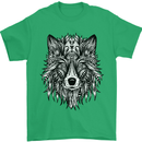 Mandala Tribal Wolf Tattoo Mens T-Shirt Cotton Gildan Irish Green