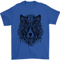 Mandala Tribal Wolf Tattoo Mens T-Shirt Cotton Gildan Royal Blue