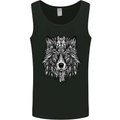 Mandala Tribal Wolf Tattoo Mens Vest Tank Top Black