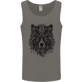 Mandala Tribal Wolf Tattoo Mens Vest Tank Top Charcoal