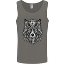 Mandala Tribal Wolf Tattoo Mens Vest Tank Top Charcoal