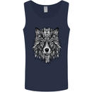 Mandala Tribal Wolf Tattoo Mens Vest Tank Top Navy Blue