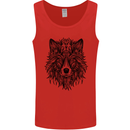Mandala Tribal Wolf Tattoo Mens Vest Tank Top Red