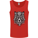 Mandala Tribal Wolf Tattoo Mens Vest Tank Top Red