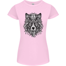 Mandala Tribal Wolf Tattoo Womens Petite Cut T-Shirt Light Pink