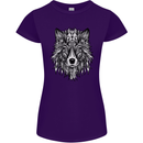 Mandala Tribal Wolf Tattoo Womens Petite Cut T-Shirt Purple