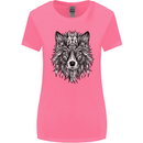 Mandala Tribal Wolf Tattoo Womens Wider Cut T-Shirt Azalea