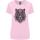 Mandala Tribal Wolf Tattoo Womens Wider Cut T-Shirt Light Pink