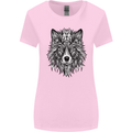 Mandala Tribal Wolf Tattoo Womens Wider Cut T-Shirt Light Pink