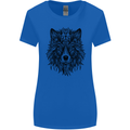 Mandala Tribal Wolf Tattoo Womens Wider Cut T-Shirt Royal Blue