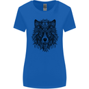 Mandala Tribal Wolf Tattoo Womens Wider Cut T-Shirt Royal Blue
