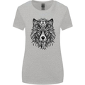 Mandala Tribal Wolf Tattoo Womens Wider Cut T-Shirt Sports Grey
