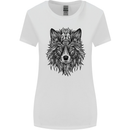 Mandala Tribal Wolf Tattoo Womens Wider Cut T-Shirt White