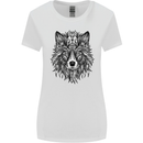 Mandala Tribal Wolf Tattoo Womens Wider Cut T-Shirt White