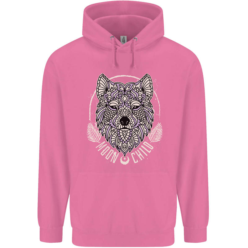 Mandala Wolf Childrens Kids Hoodie Azalea