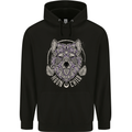 Mandala Wolf Childrens Kids Hoodie Black