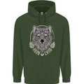 Mandala Wolf Childrens Kids Hoodie Forest Green