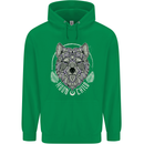Mandala Wolf Childrens Kids Hoodie Irish Green