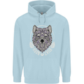 Mandala Wolf Childrens Kids Hoodie Light Blue
