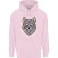 Mandala Wolf Childrens Kids Hoodie Light Pink