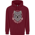 Mandala Wolf Childrens Kids Hoodie Maroon