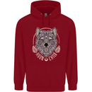 Mandala Wolf Childrens Kids Hoodie Red