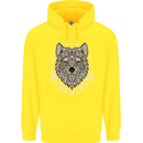 Mandala Wolf Childrens Kids Hoodie Yellow