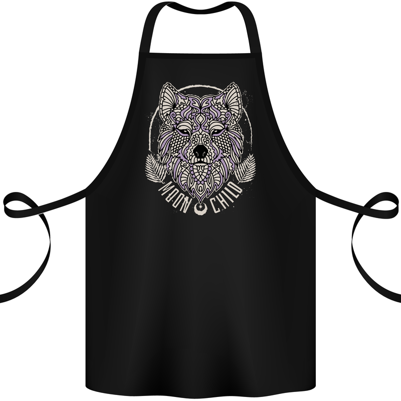 Mandala Wolf Cotton Apron 100% Organic Black
