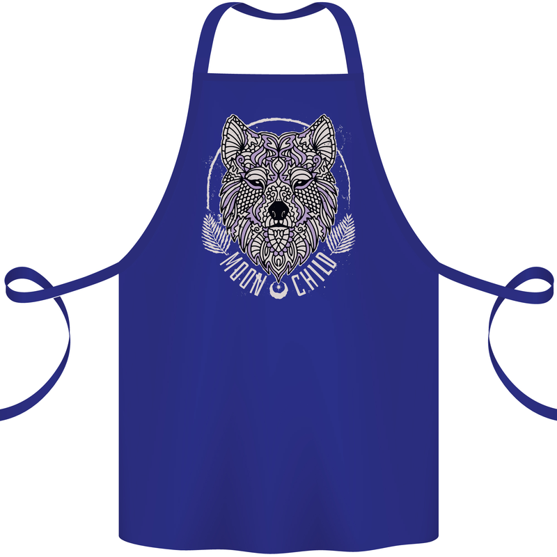 Mandala Wolf Cotton Apron 100% Organic Royal Blue