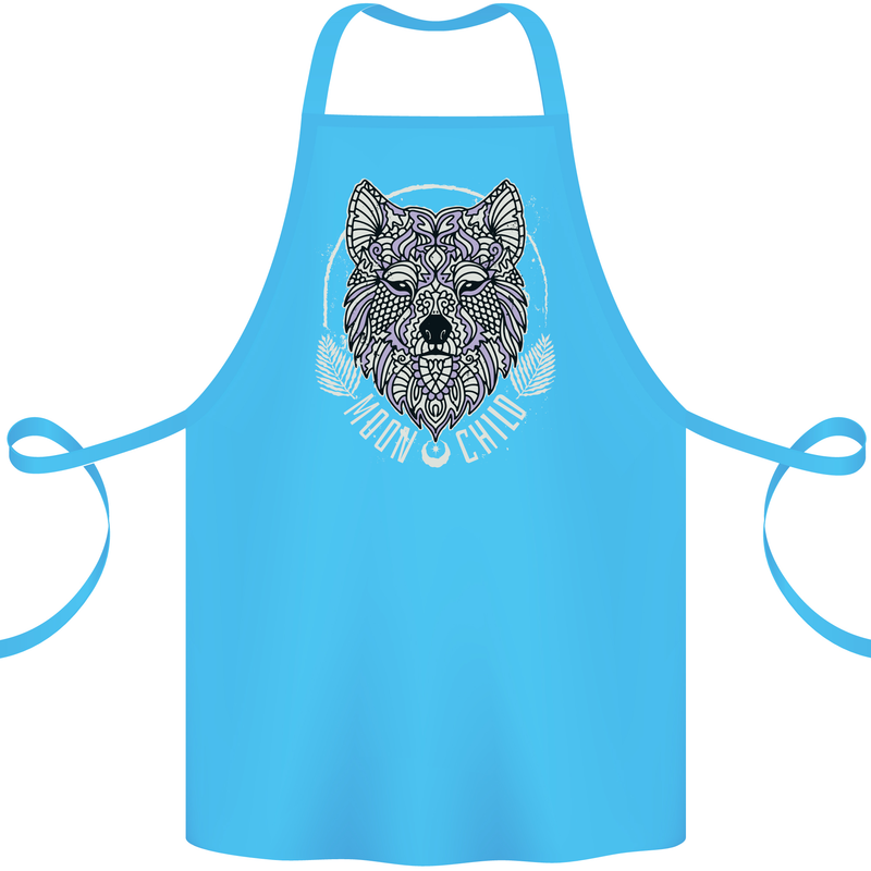 Mandala Wolf Cotton Apron 100% Organic Turquoise