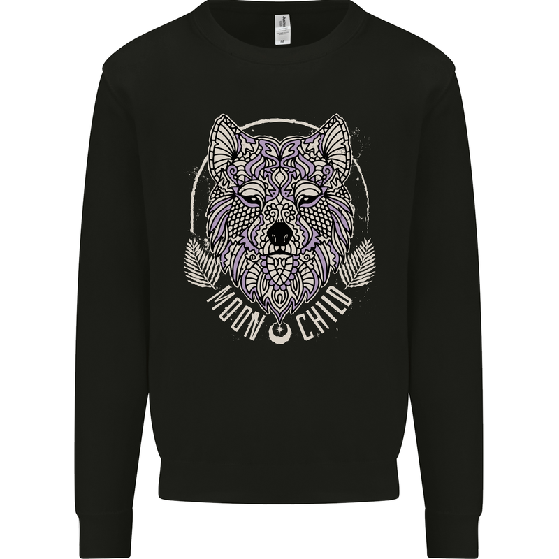 Mandala Wolf Kids Sweatshirt Jumper Black