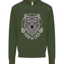 Mandala Wolf Kids Sweatshirt Jumper Forest Green