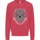 Mandala Wolf Kids Sweatshirt Jumper Heliconia