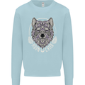 Mandala Wolf Kids Sweatshirt Jumper Light Blue