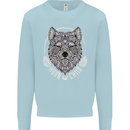 Mandala Wolf Kids Sweatshirt Jumper Light Blue