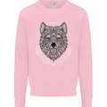 Mandala Wolf Kids Sweatshirt Jumper Light Pink