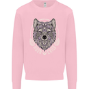 Mandala Wolf Kids Sweatshirt Jumper Light Pink