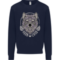 Mandala Wolf Kids Sweatshirt Jumper Navy Blue
